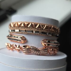 Rose Gold and Black Geometric Bracelet Set
